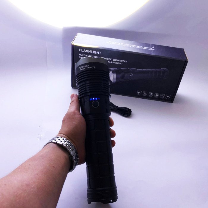 Ліхтар ручної моделі Police AK138-1 WHITE LASER LED PM60-TG 8х18650, USB-зарядка, Power Bank, зум