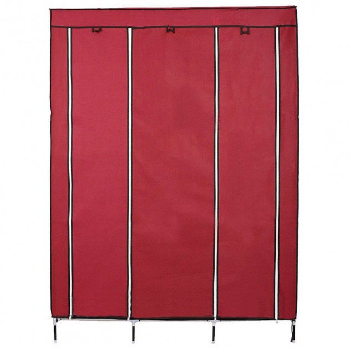 Шафа тканинна 3 секції складана з каркасом STORAGE WARDROBE 175 х 130 х 45 см. Колір: червоний