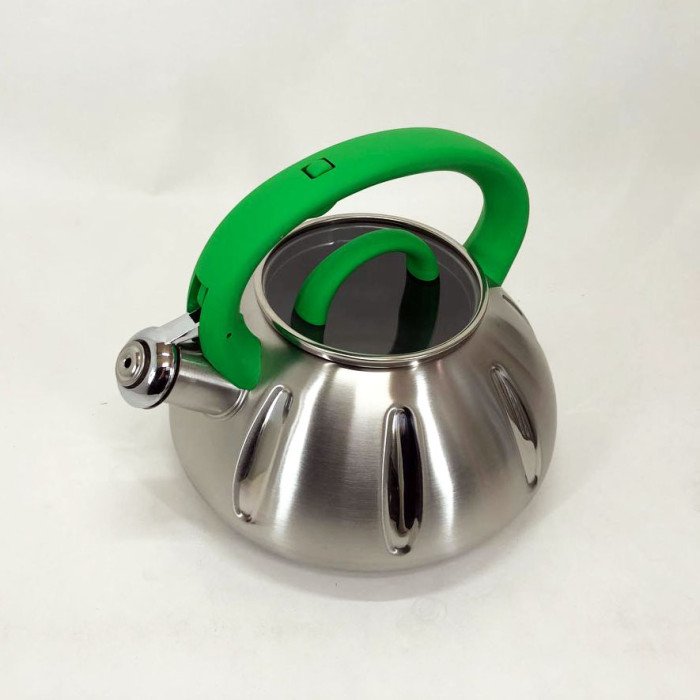 Чайник із свистком Unique UN-5303 кухонний на 3 літри, Чайник нержавіючий зі свистком. Колір: зелений