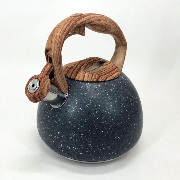 Чайник Unique зі свистком UN-5306 2,7л мармур, для газових плит, чайник нержавіюча сталь. Колір: темно-сірий