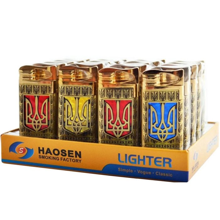 Турбо запальничка Герб України на ЧЕРВОНОМУ тлі, вітрозахисна запальничка, подарункові запальнички