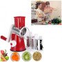 Овочерізка мультислайсер Tabletop Drum Grater Kitchen Master Терка для овочів та фруктів 3 насадки. Колір: червоний