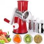 Овочерізка мультислайсер Tabletop Drum Grater Kitchen Master Терка для овочів та фруктів 3 насадки. Колір: червоний