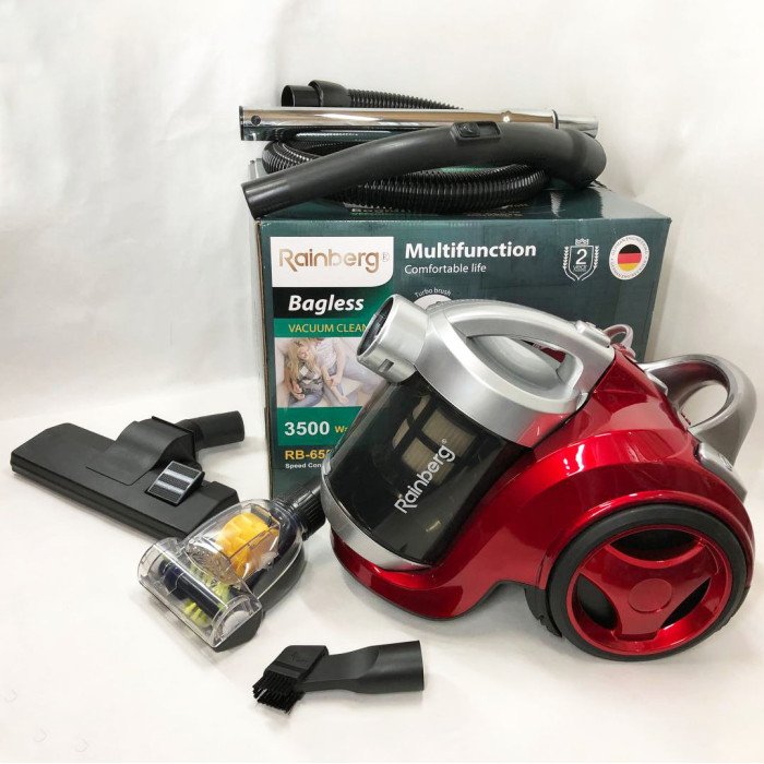 Хороший циклонний пилосос для дому з контейнером Rainberg RB-655 TB колбовий без мішка для сухого прибирання