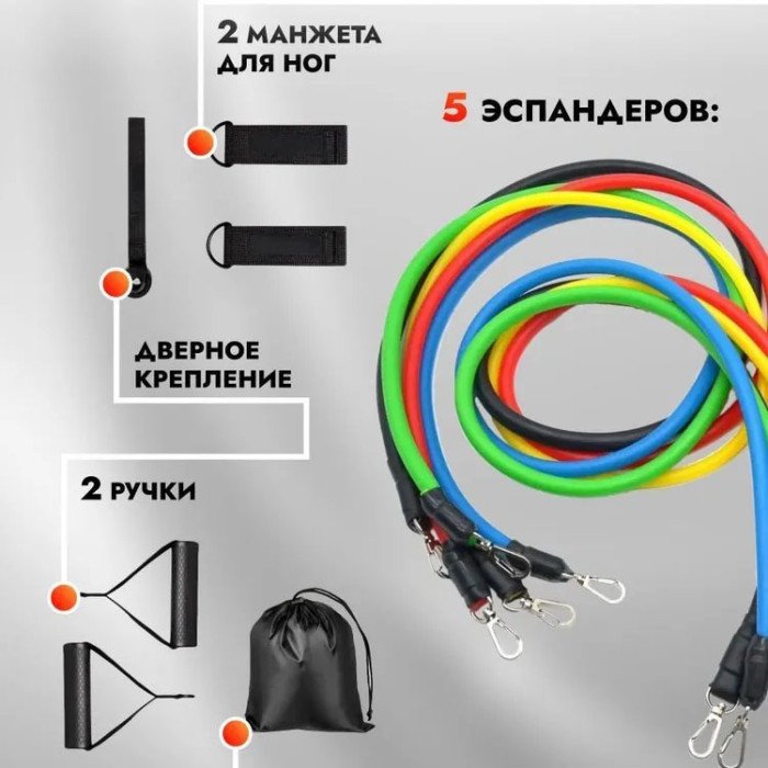 Еспандер гумовий джгут вправи, Гумка еспандер для фітнесу вправи, Фітнес гумки 5 в 1