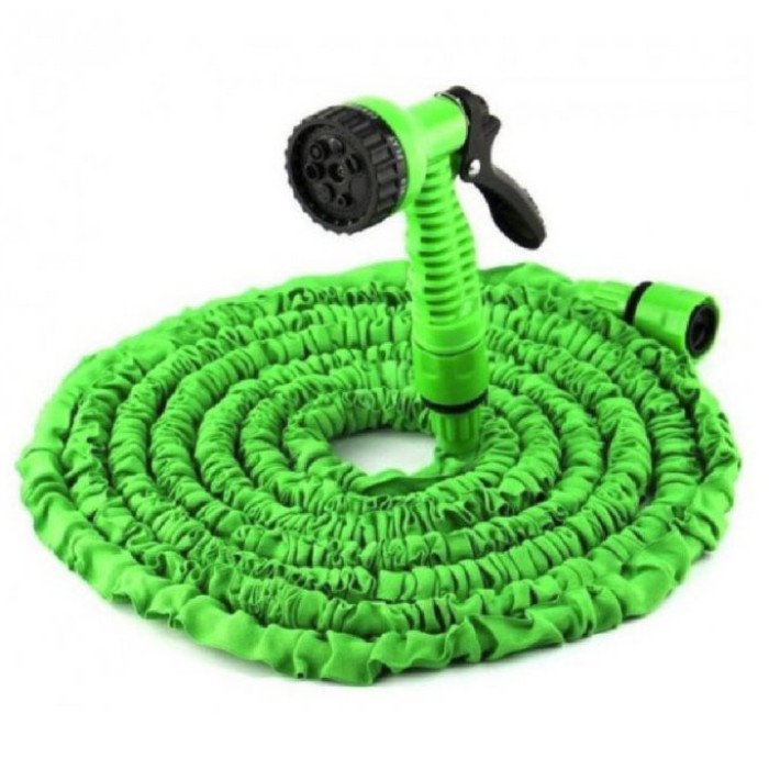Шланг садовий Magic House 15.0м з розпилювачем (6 режимів). Колір: зелений