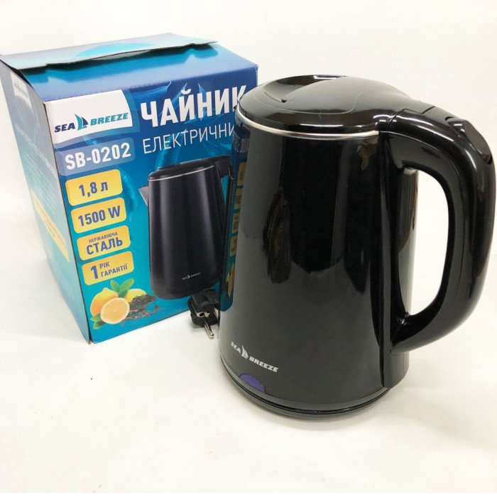 Чайник термос SeaBreeze SB-0202 1.8 Л, 1500Вт, гарний електричний чайник, тихий електричний чайник