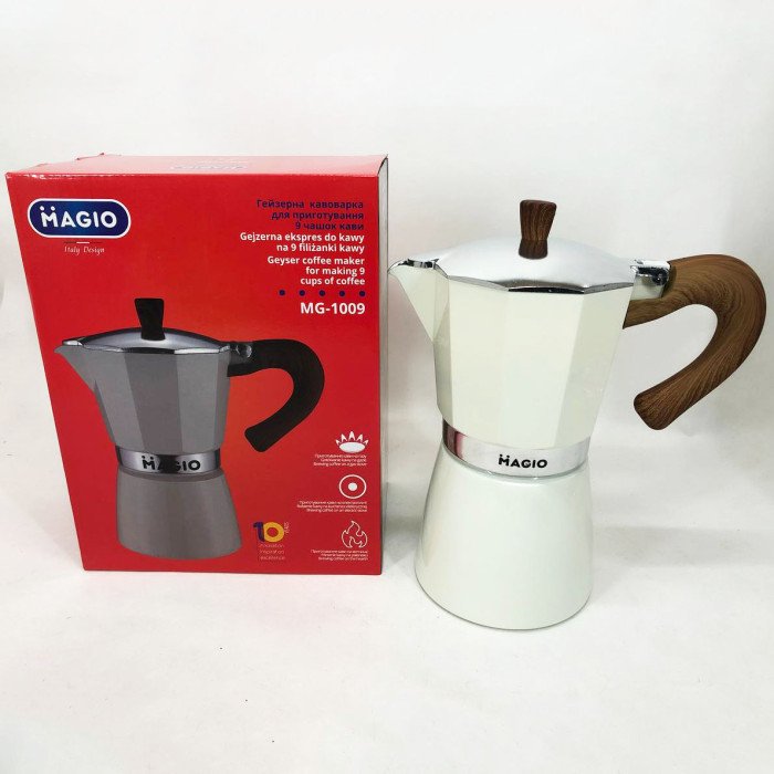 Гейзерна кавоварка Magio MG-1009 450 мл, гейзерна турка для кави, кавоварка гейзерного типу