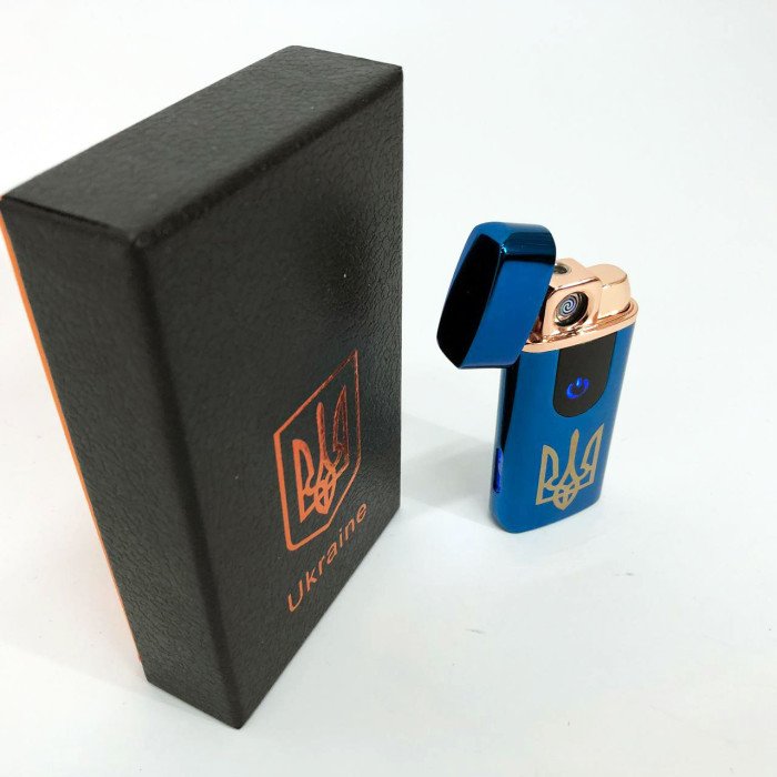 Електрична та газова запальничка Україна із USB-зарядкою HL-431, запальничка спіральна. Колір: синій