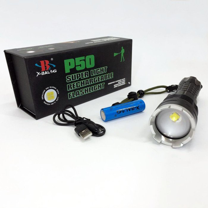 Ліхтар акумуляторний X-Balog BL-A72-P50, ручний ліхтарик, водонепроникний ліхтар, потужний акумуляторний