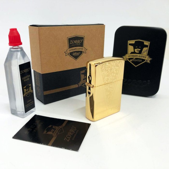 Запальничка бензинова Zorro HL-366, запальничка на день народження, вітрозахисна запальничка. Колір: золотий