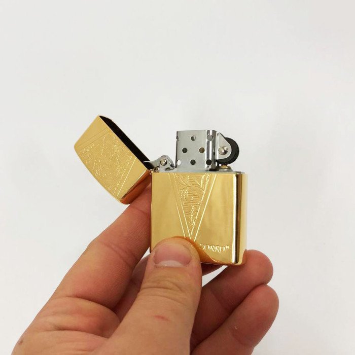 Запальничка бензинова Zorro HL-366, запальничка на день народження, вітрозахисна запальничка. Колір: золотий