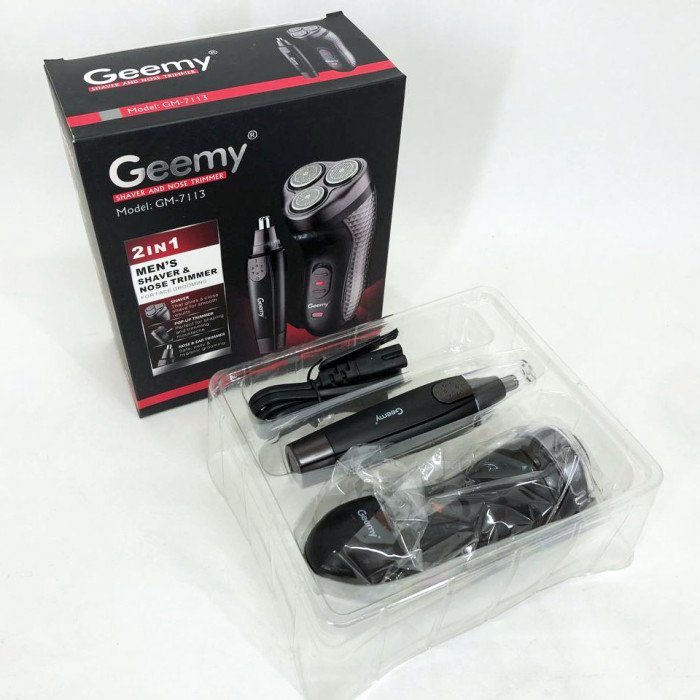 Тример для стрижки бороди триммер для носа, електробритва 3 в 1 GEMEI GM-7113, Тример бездротовий