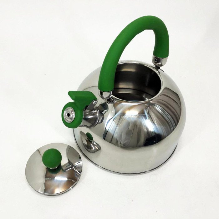 Чайник Unique со свистком UN-5302 2.5 л, хороший чайник со свистком, чайник на плиту. Цвет: зеленый
