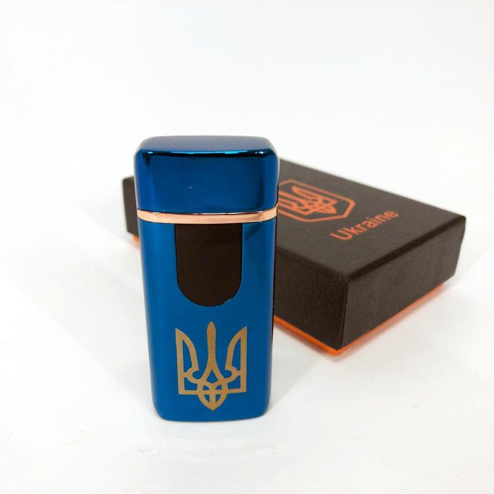 Електрична та газова запальничка Україна із USB-зарядкою HL-431, запальничка спіральна. Колір: синій