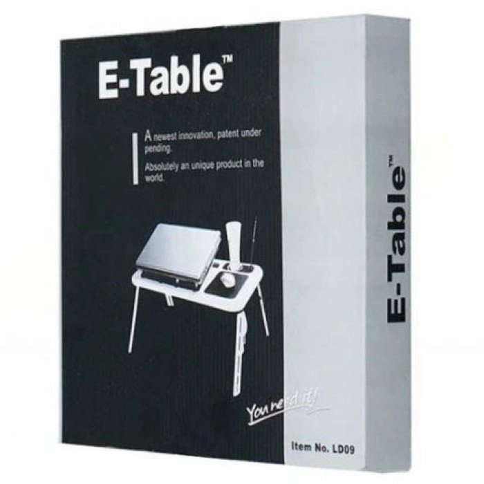 Складаний столик для ноутбука LD-09 E-Table, столик з охолодженням 2 USB кулера, Стіл підставка з вентиляцією