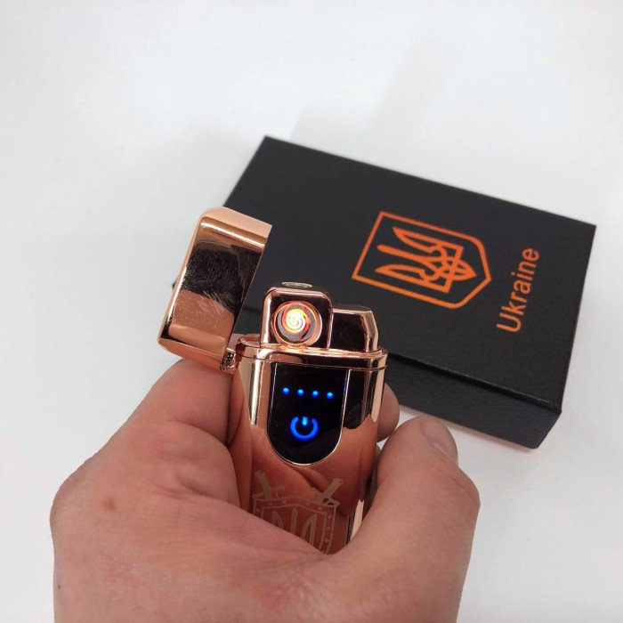 Електрична та газова запальничка Україна з USB-зарядкою HL-431, Юсб запальничка. Колір: золотий