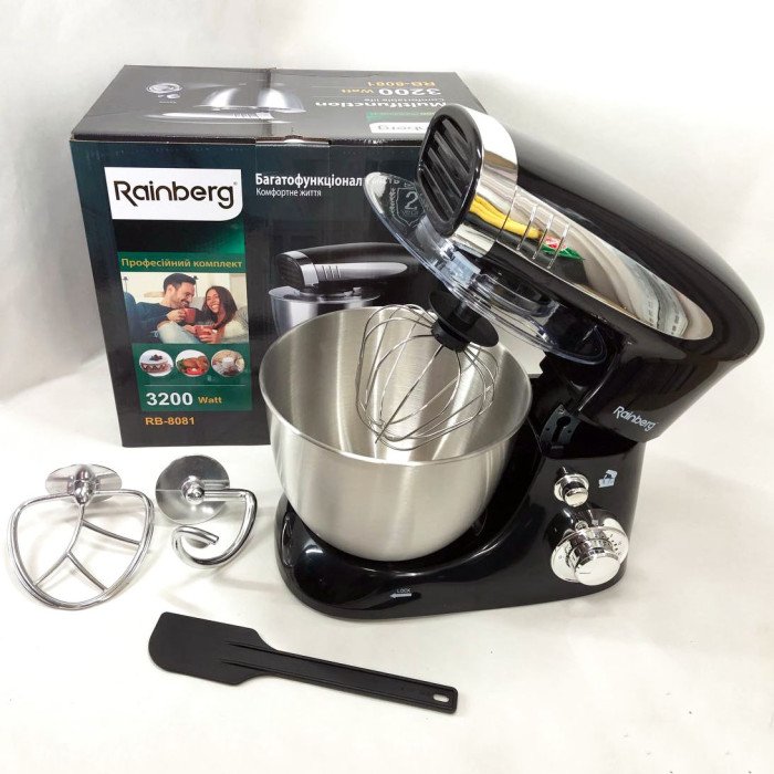 Тістоміс міксер Rainberg RB-8081 планетарний кухонний комбайн 3200 Вт, кухонний комбайн