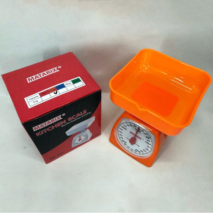 Ваги кухонні механічні MATARIX MX-405 5 кг, Ваги для кухні для продуктів. Колір: оранжевий