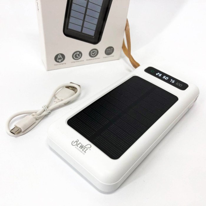 Power Bank Solar Smart 1015 зарядний пристрій на сонячній батареї 20000mAh з індикатором заряду Білий