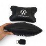 Набір подушок 2шт в авто Volkswagen з натуральної шкіри, на підголовник у машину, Автомобільна  подушка