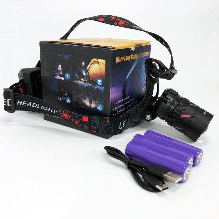 Ліхтар налобний NIGHT VISION FLUORESCENCE CT012-3L-2TG(white+red), Налобний ліхтар з лінзою