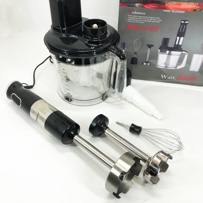 Блендер заглибний багатофункціональний 6-в-1 Domotec MS-5107 800 Вт, Потужний блендер для дому