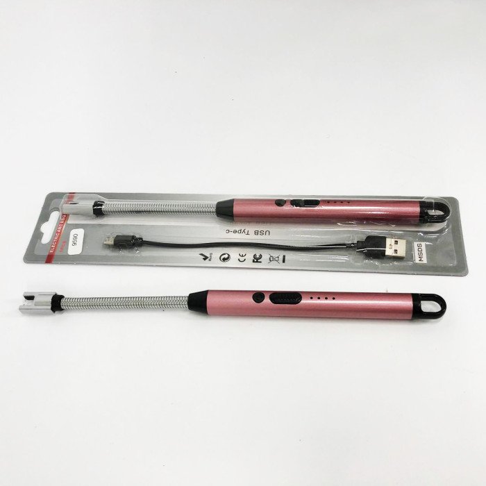 Запальничка електрична BBQ Lighter імпульсна плазмова вітрозахисна USB рожева запальничка