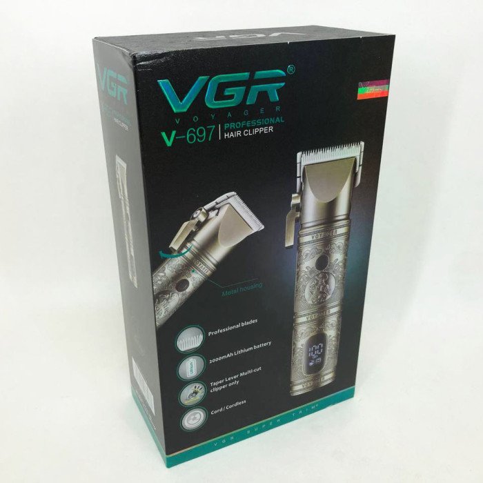 Тример для волосся VGR V-697 LED Display 8 насадок, окантувальна машинка, триммер бездротовий