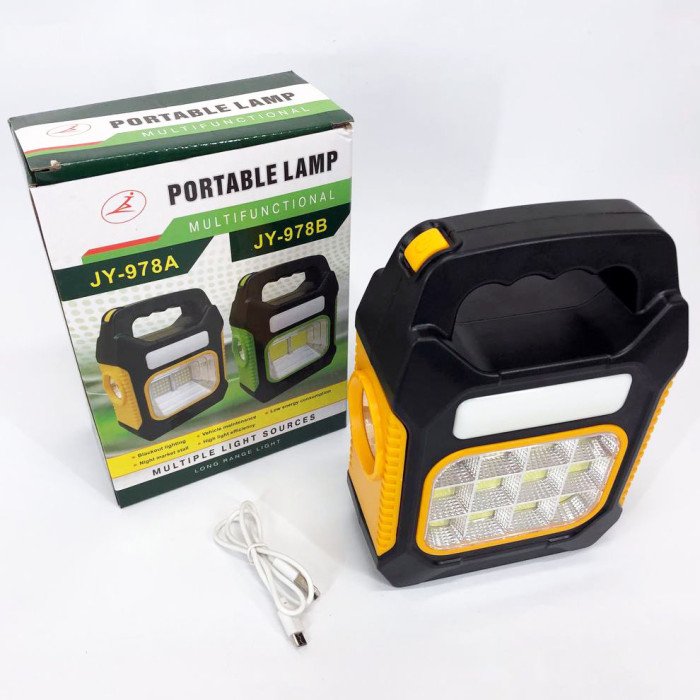 Ліхтар переносний JY-978D-LED+12COB, power bank, ліхтар світлодіодний прожектор. Колір: жовтий