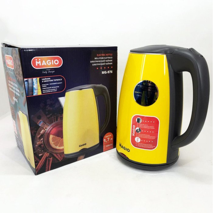Електрочайник MAGIO MG-976, маленький електрочайник, гарний електричний чайник, електронний чайник