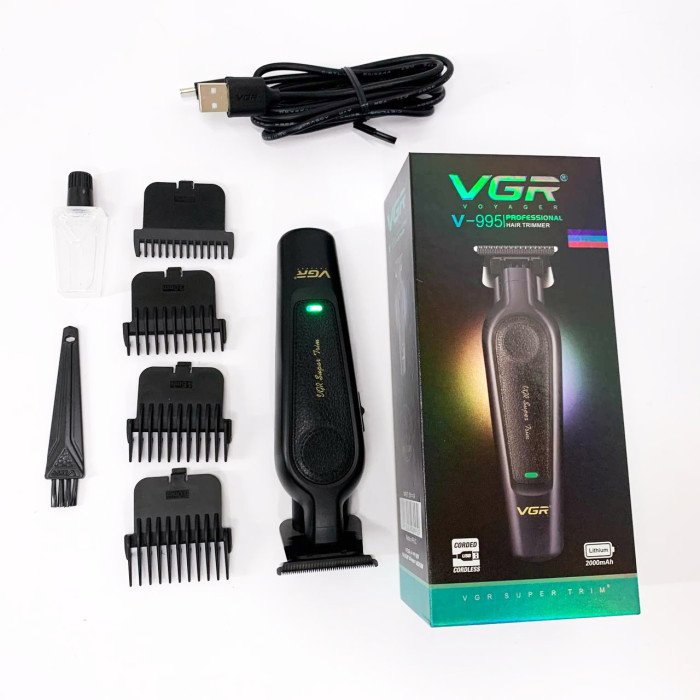 Акумуляторна машинка для стрижки VGR V-995 + 4 насадки, 2000 мАг, USB