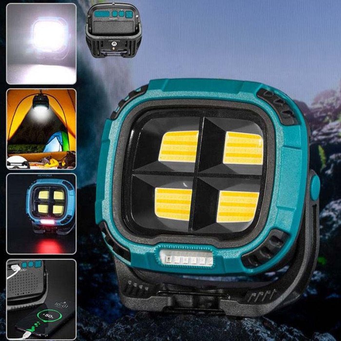 Ліхтар кемпінг W894-1-4COB(White+Yellow)+5SMD(Red) Power bank