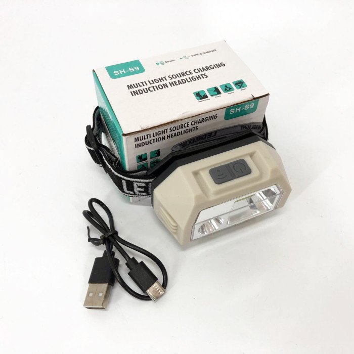 Ліхтар налобний SH-S9-XPE+COB+3SMD(red), ліхтарик налобний з usb зарядкою, ліхтар на голову для бігу