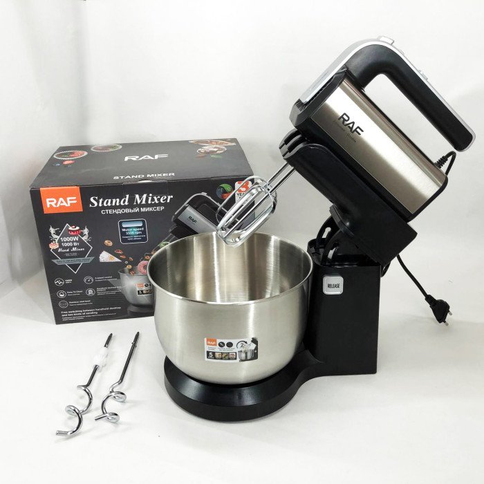 Стаціонарний міксер ручний RAF R.6652 із металевою чашею 3.5 л 1000 Вт