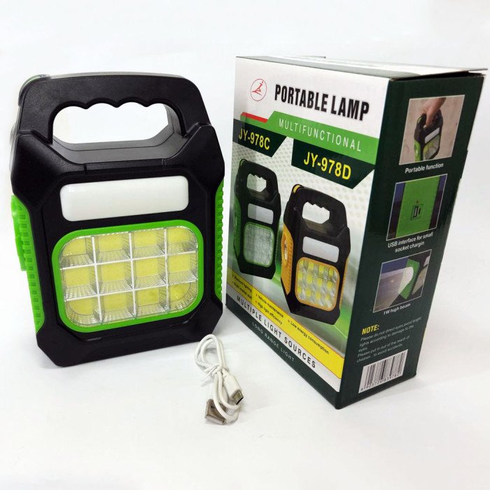 Ліхтар переносний JY-978D-LED+12COB, power bank, ліхтар світлодіодний прожектор. Колір: зелений