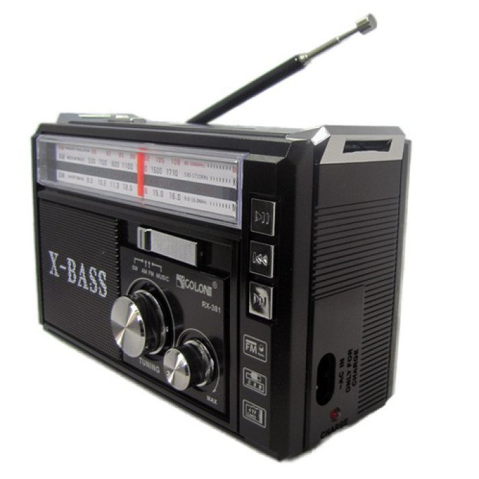 Радіоприймач портативне радіо Golon RX-381 акумуляторний ретро стовпчик usb sd mp3 fm. Колір: чорний