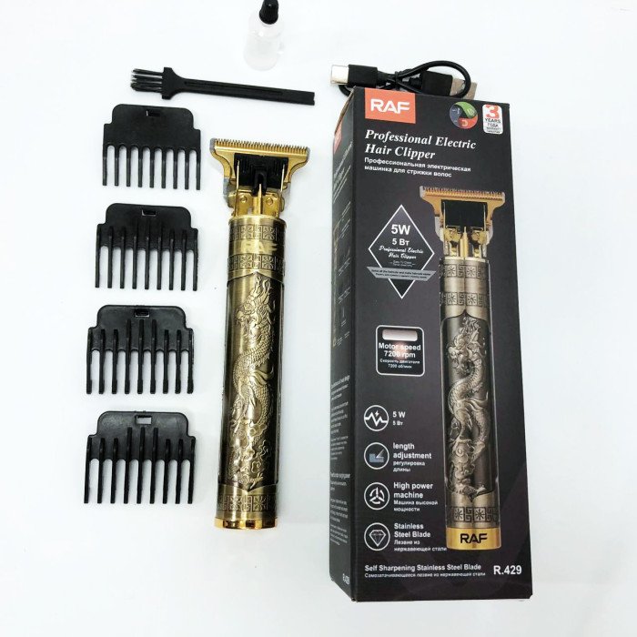 Професійна акумуляторна машинка триммер RAF R.429 для стрижки волосся 5 Вт