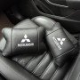 Подушки Mitsubishi з натуральної шкіри, Автоподушки на підголовник + шкіряний брелок з логотипом