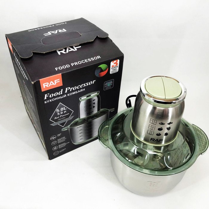 Блендер електричний RAF R.7014 подрібнювач, чоппер 1000 Вт 5L з металевою чашею, Потужний блендер