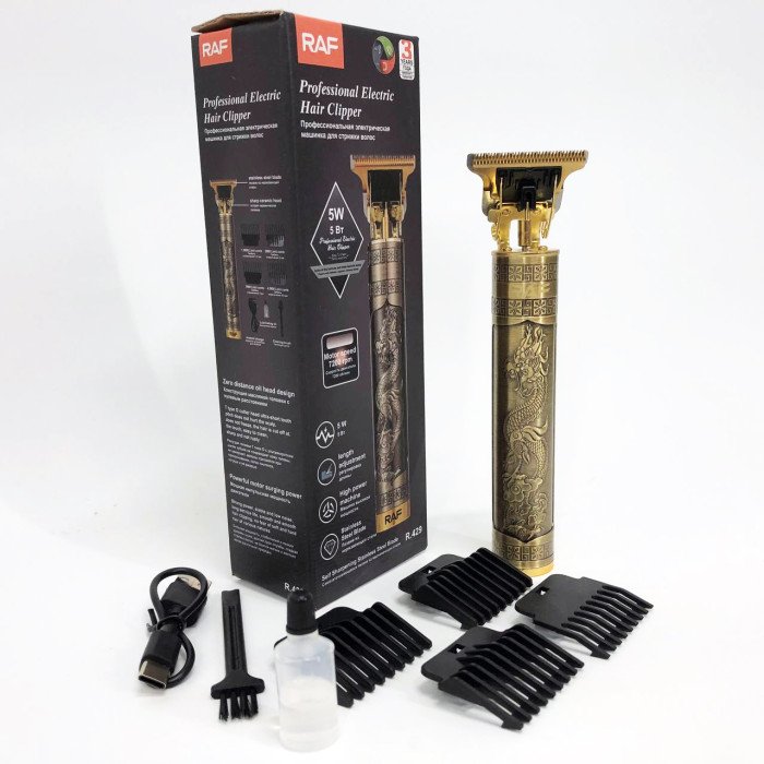 Професійна акумуляторна машинка триммер RAF R.429 для стрижки волосся 5 Вт