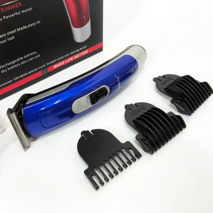 Машинка для стрижки волосся Gemei GM-6046, Акумуляторний універсальний тример для стрижки. Колір: синій