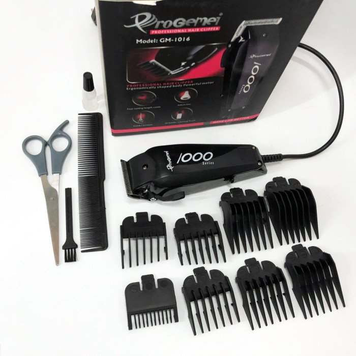 Машинка для стрижки провідна з насадками для волосся та бороди Gemei GM-1016 Pro + Ножиці та Гребінець