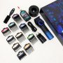 Професійна машинка для стрижки волосся VGR V-001 BLUE з дисплеєм 9000 об/хв та 10 насадками 1,5-24 мм