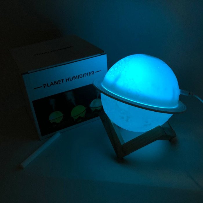 Зволожувач очисник повітря нічник 3 в 1 Сатурн компактний з LED підсвічуванням 3 режими міні арома лампа