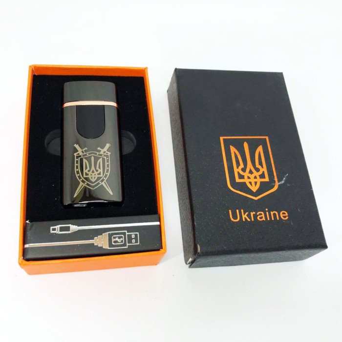 Електрична та газова запальничка Україна з USB-зарядкою HL-432, сенсорна запальничка. Колір: чорний