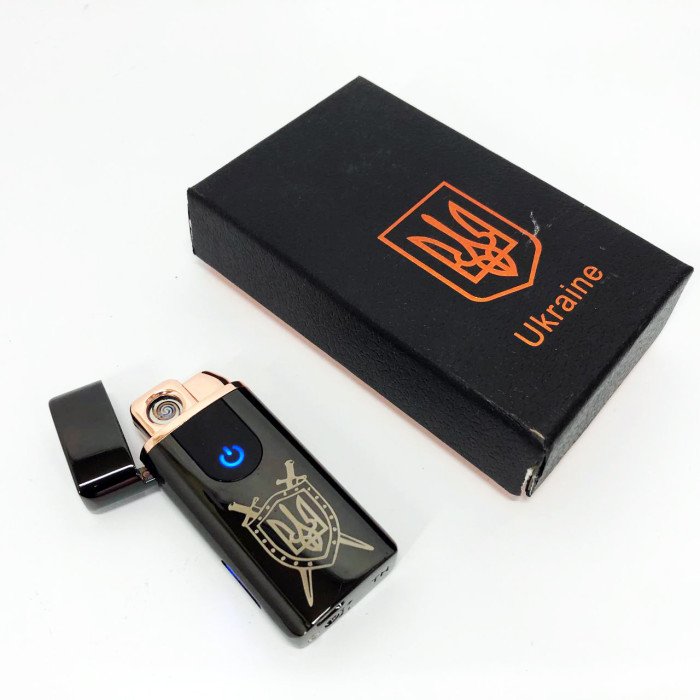 Електрична та газова запальничка Україна з USB-зарядкою HL-432, сенсорна запальничка. Колір: чорний