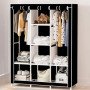 Шафа тканинна 3 секції складана з каркасом STORAGE WARDROBE 175 х 130 х 45 см. Колір: чорний
