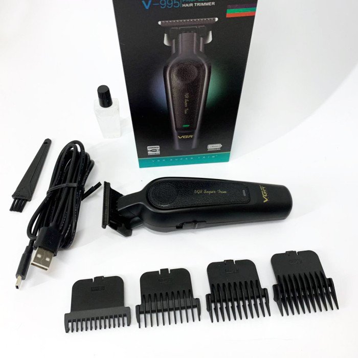 Акумуляторна машинка для стрижки VGR V-995 + 4 насадки, 2000 мАг, USB