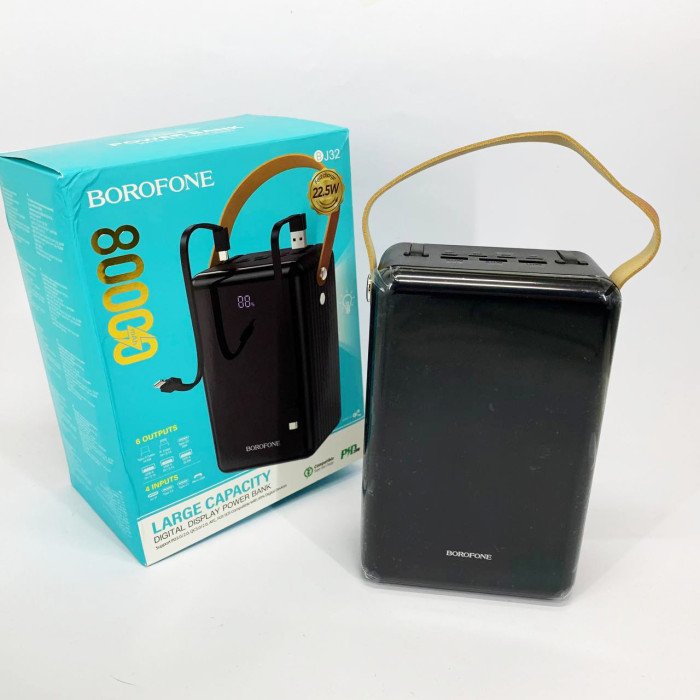 Зовнішній акумулятор повербанк BOROFONE BJ32 power bank 80000mAh швидка зарядка 22.5W